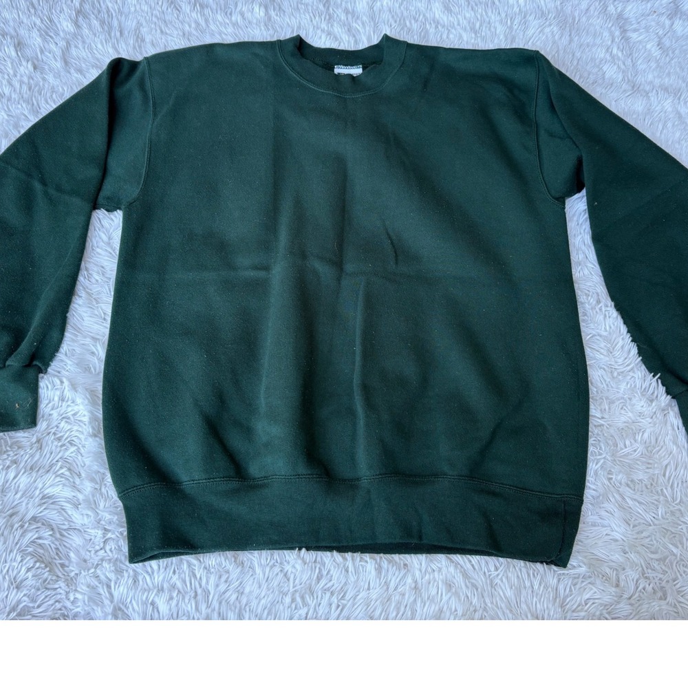Vintage Hunter Green Crewneck Sweatshirt XL Blank Made in USA
